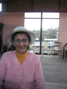 Lady in Peru who just received new glasses!